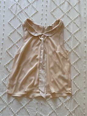 LC Lauren Conrad Pale Blush Sleeveless Tie-Neck Blouse